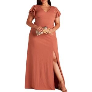 Birdy Grey | Dresses | Nwd Birdy Grey Terracotta Crepe Hannah Ruffle Sleeve Bridesmaid  Dress Size 2xl | Poshmark